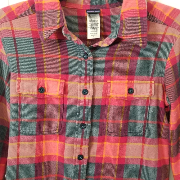 Patagonia W's Long-Sleeved Fjord Flannel Shirt Organic Cotton Size 0 - Picture 7 of 7